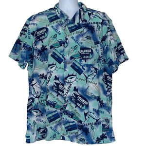 Columbia Shirt Mens Size XXL Green PFG Fishing Hawaiian Golf